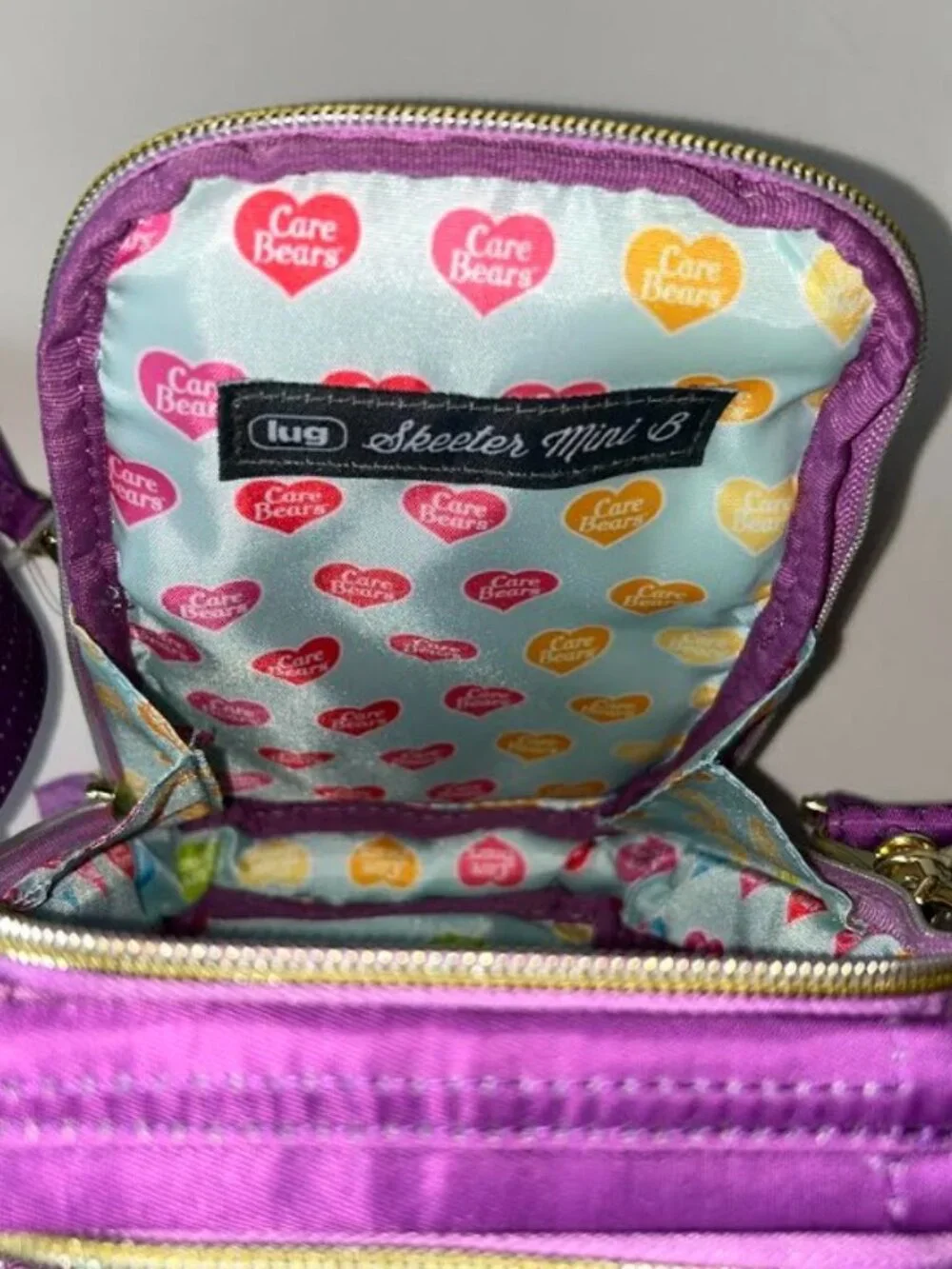 Lug Care Bears x Lug Skeeter Mini Bridge Crossbody Belt Bag Share Bear Purple